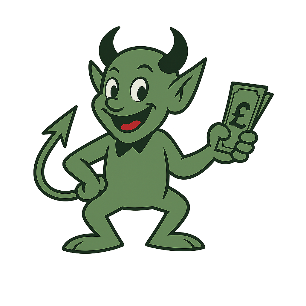 Happy Devil with cash
